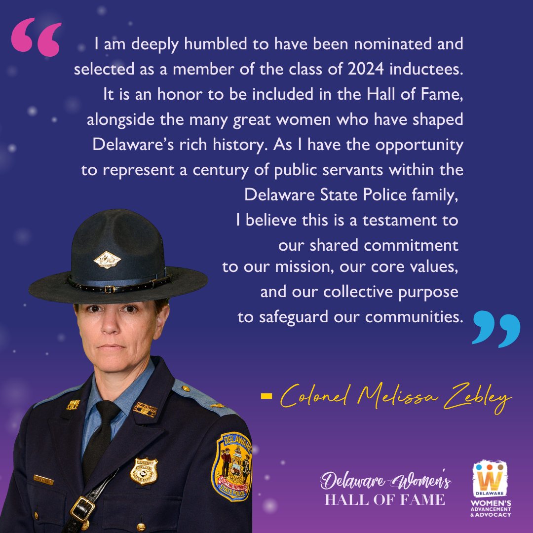 We're excited to introduce the newest members of the Delaware Women's Hall of Fame! First up, hear from Melissa Zebley on what this honor means to her.  Check out the link below to read more. 

delawarelive.com/delaware-women…

#DelawareWomensHOF #InspiringWomen #Congratulations