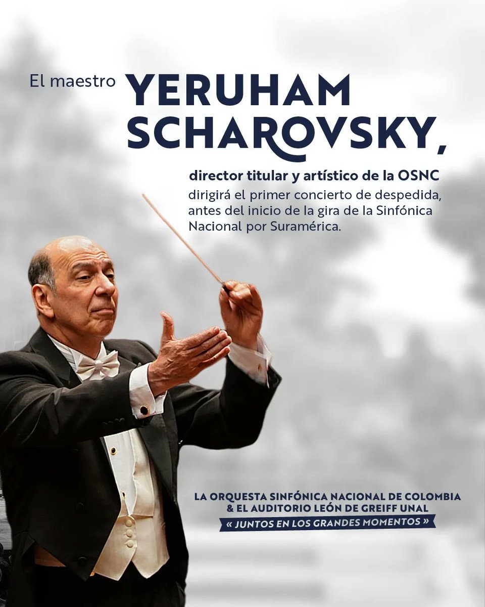 SinfonicaCol's tweet photo. ¡Juntos en los grandes momentos! 🎶✨

La Orquesta Sinfónica Nacional y el Auditorio León de Greiff te invitan a celebrar un evento muy especial. Conmemoramos nuestro primer concierto de despedida antes de la histórica gira por Suramérica y el aniversario #51 del Auditorio. https://t.co/tIo8aGRlM4