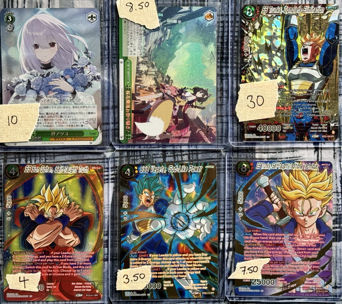 TokyooPB's tweet photo. Some Weiss and DB for sale  - price on cards 

All unmarked BA &amp; DB cards $2 ea.

$5 BMWT https://t.co/QjmqSYamJB