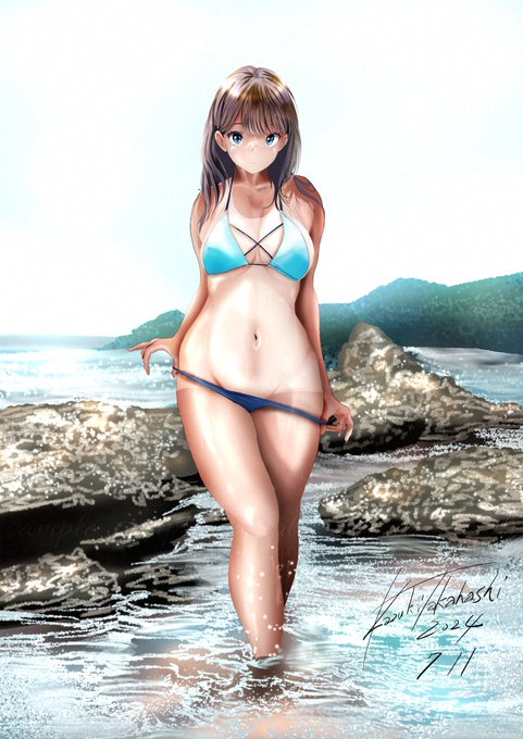 (⊃д⊂)オッ・・・∩・д・∩ ハァー#暑いので水着絵で体温調節する 