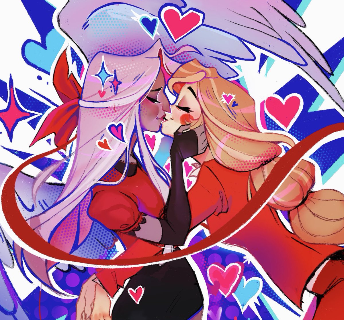 Ballz4lyfe11's tweet photo. More progress on this chaggie drawing 🩷 🩵💜 #chaggie #HAZBINHOTEL #CharlieMorningstar #Vaggie https://t.co/t1zeNrBGCO