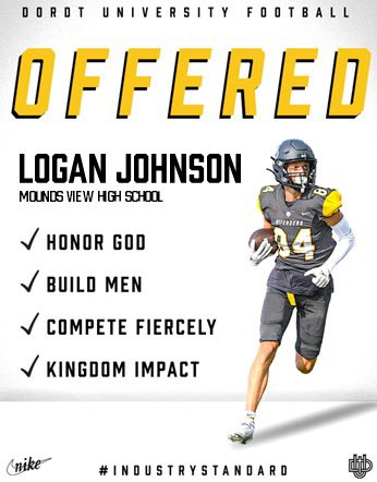 Logan Johnson (@loganj_mv) on Twitter photo After a great phone call I am excited to receive my first scholarship offer from <a href="/DordtFB/">Dordt Football</a>!!! <a href="/coach_penner/">Joel Penner</a> <a href="/LeviJungling05/">Coach Levi Jungling</a> <a href="/BMcCormick08/">Brandon McCormick</a> <a href="/MobergAaron/">Coach Moberg</a> <a href="/MoundsviewFB/">Mounds View Football</a> After a great phone call I am excited to receive my first scholarship offer from <a href="/DordtFB/">Dordt Football</a>!!! <a href="/coach_penner/">Joel Penner</a> <a href="/LeviJungling05/">Coach Levi Jungling</a> <a href="/BMcCormick08/">Brandon McCormick</a> <a href="/MobergAaron/">Coach Moberg</a> <a href="/MoundsviewFB/">Mounds View Football</a>