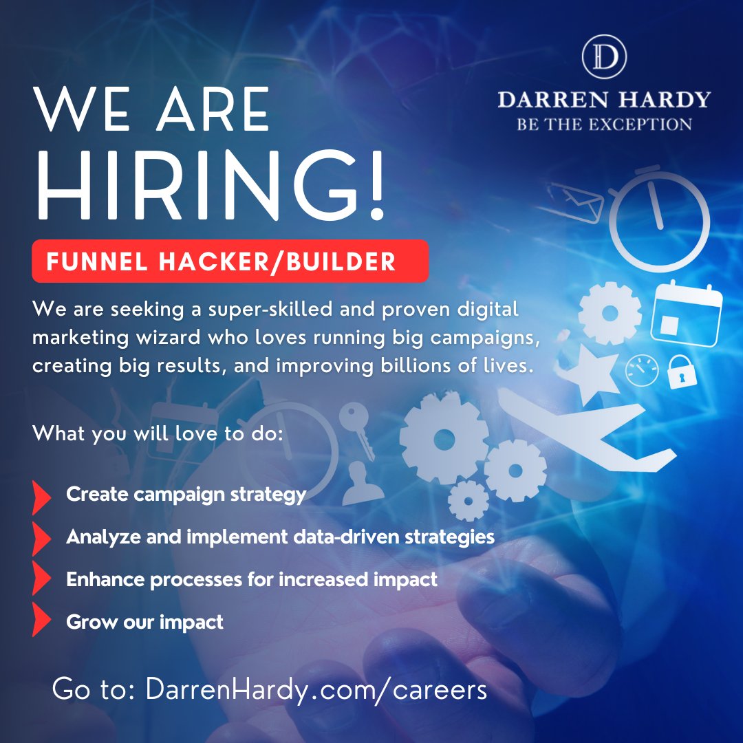 DARRENHARDY's tweet image. We are a 100% virtual and globally dispersed team.
Apply now: darrenhardy.com/careers

 #DreamJob #VirtualTeam #ResultsDriven #GrowthMindset #hiring #joinourteam #jobopportunity