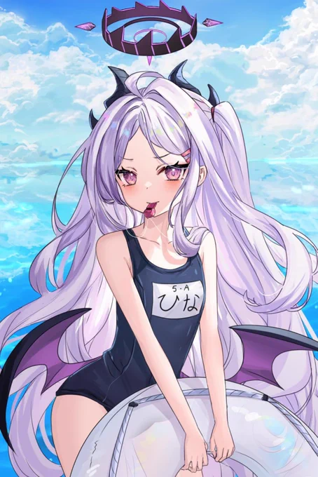 Cute swimsuit Hina  who can't swim  #BlueArchive #ブルアカ 