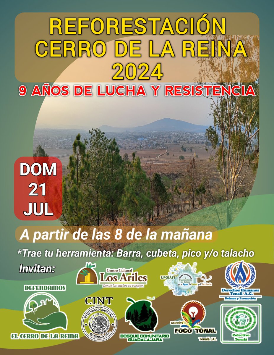 Acompáñanos a la próxima reforestación de este espacio sagrado que es de todos. #9AñosDeLuchaYResistencia #CDCR #Tonala #AIXCAQUEMA