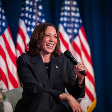 Vice President Kamala Harris delivering remarks at a campaign event in Michigan. 
