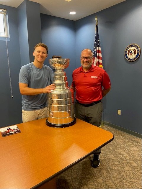 It’s pretty cool when Lord Stanley’s Cup finds its way to the City of Warmth for the second time since 2019.  Thanks to Brentwood’s Matthew Tkachuk for sharing it with our police and fire departments.  <a href="/BrentwoodMO/">City of Brentwood</a>