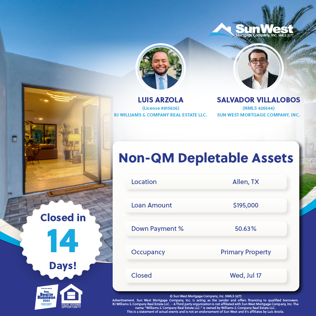 BanerjeeIrwin's tweet photo. Special thanks to Luis Arzola for trusting Sun West and Salvador Villalobos to finance the purchase for his buyer. Closed in 14 days!

#happyhomeowners #purchase #loanclosedfast #sunwestmortgage #wegetyou #mytruehome #feelgood #AngelAi #technology #homeloans #empathetictechnology https://t.co/XqhZpsew35