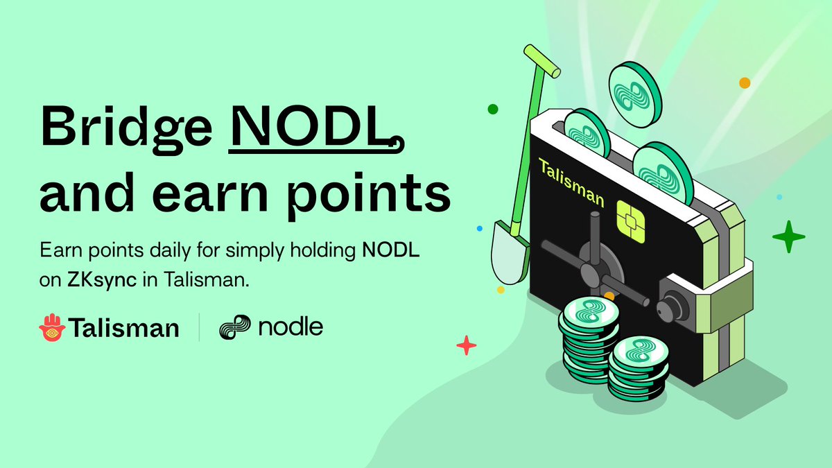 wearetalisman's tweet image. Hey Talisman Explorer 🪬,
​
Hodling NODL in Talisman? This one's for you! 👇
​
@NodleNetwork is launching on ZKsync to bring its fast-growing DePIN to Ethereum! 🚀
​
As a thank you to our loyal NODL holders, we’re launching wallet mining for everyone holding NODL on ZKsync!…
