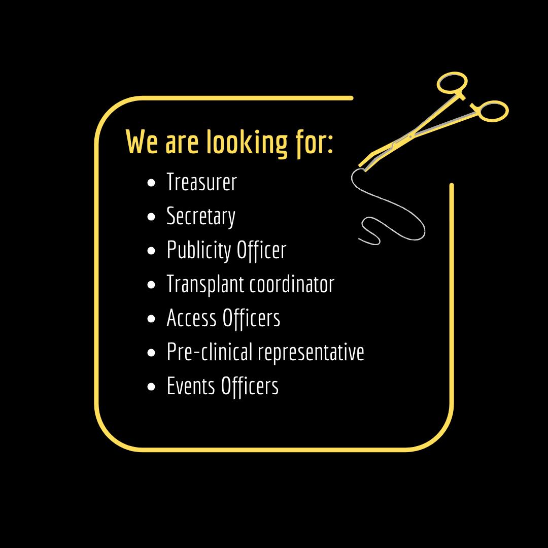 Applications are now open to be a part of the Cambridge University Surgical Society 2024-25!  
Application form:
forms.gle/ZtPTyzXmvEx3WM…
For more details of the roles available: 
docs.google.com/document/d/1W3…
Deadline 26th August 2024
We look forward to your applications!