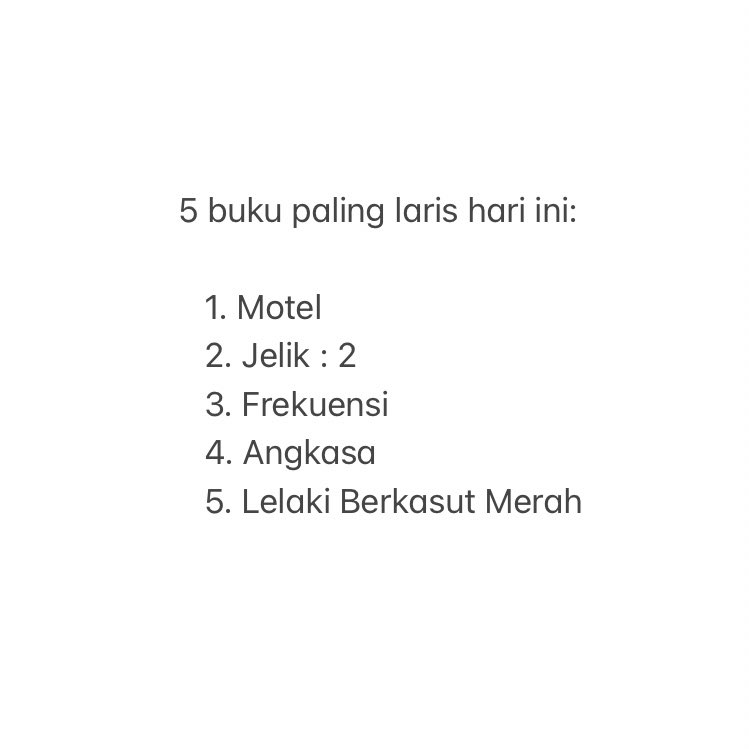 KedaiFixi's tweet image. Top 5 hari ini. Terima kasih! #3BukuFixiRM65 @Sahidzan @IsmiFaIsmail @RizalRamli01 @yo_sapit @bahruddinbekri