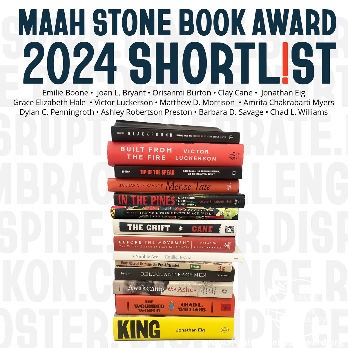 Thrilled to see both AWAKENING THE ASHES and THE VICE PRESIDENT'S BLACK WIFE on the shortlist for the 2024 MAAH Stone Book Award! <a href="/MAAHStoneBook/">MAAH Stone Book Award</a> <a href="/UNC_Press/">UNC Press</a>