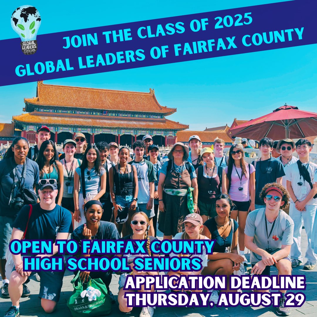 Become a fellow of Global Leaders of Fairfax County and join a group of students committed to improving their community and the world!

Class of 2025 applications are now live at fairfaxleaders.com!