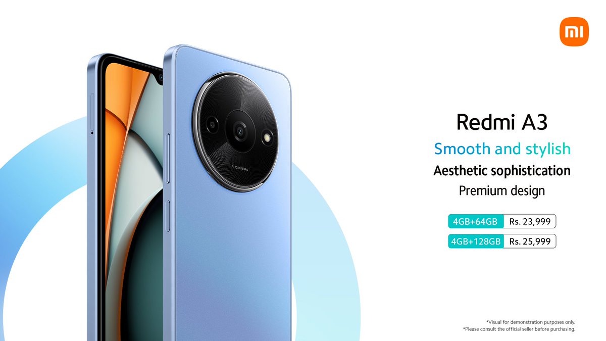 Xiaomi_Pakistan's tweet photo. Redmi A3 has a premium design with an elegant glass back and matte leather-like texture, offering you style options to match your vibe.
#RedmiA3 #SmoothAndStylish
Buy now:
Mistore: https://t.co/FnvcPvMJzC
Xiaomi Sale: https://t.co/tnLceEFc6S
Corecart: https://t.co/kyAzMdVVZf https://t.co/ChzP19WBoF