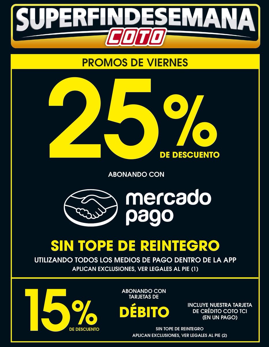 mgverdecchia's tweet photo. Hoy hay descuento en Coto con Mercado Pago, una billetera que no uso y no me gusta para nada. Entre otras cosas porque justamente los descuentos esconden todo tipo de trampas. Las exclusiones de la promoción dejan en claro que prácticamente no podes comprar NADA. https://t.co/0YsyDKCMmI