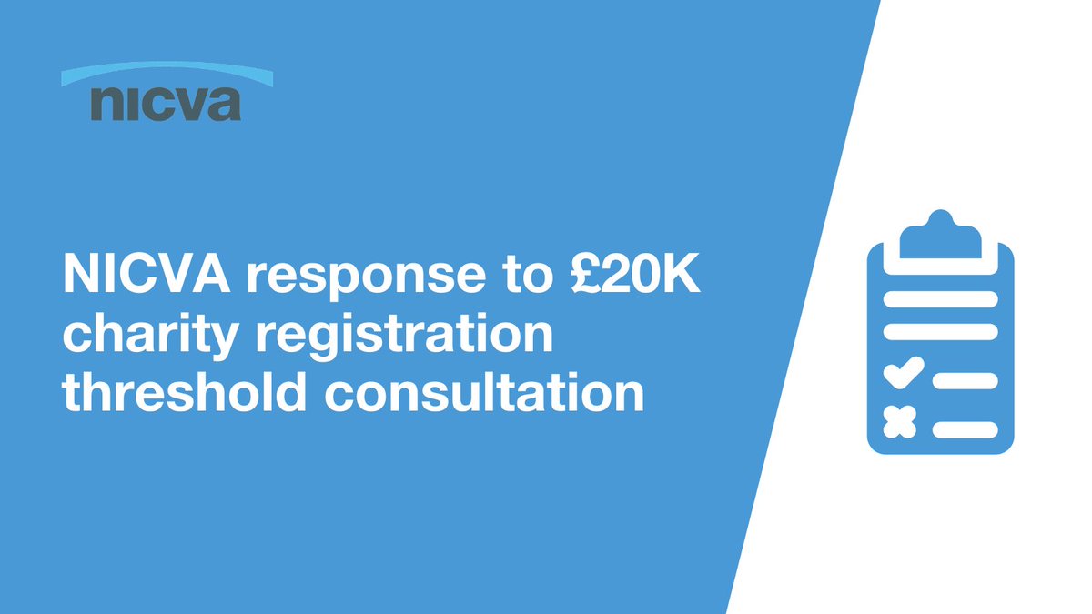 NICVA (@nicva) on Twitter photo 📢 We have responded to <a href="/CommunitiesNI/">Communities NI</a>'s consultation on the introduction of a £20,000 charity registration threshold.
Read our response here & use it to help make your own ➡️ bit.ly/4dspJu1
⌛️ Make sure to submit your response by 11 August! 📢 We have responded to <a href="/CommunitiesNI/">Communities NI</a>'s consultation on the introduction of a £20,000 charity registration threshold.
Read our response here & use it to help make your own ➡️ bit.ly/4dspJu1
⌛️ Make sure to submit your response by 11 August!