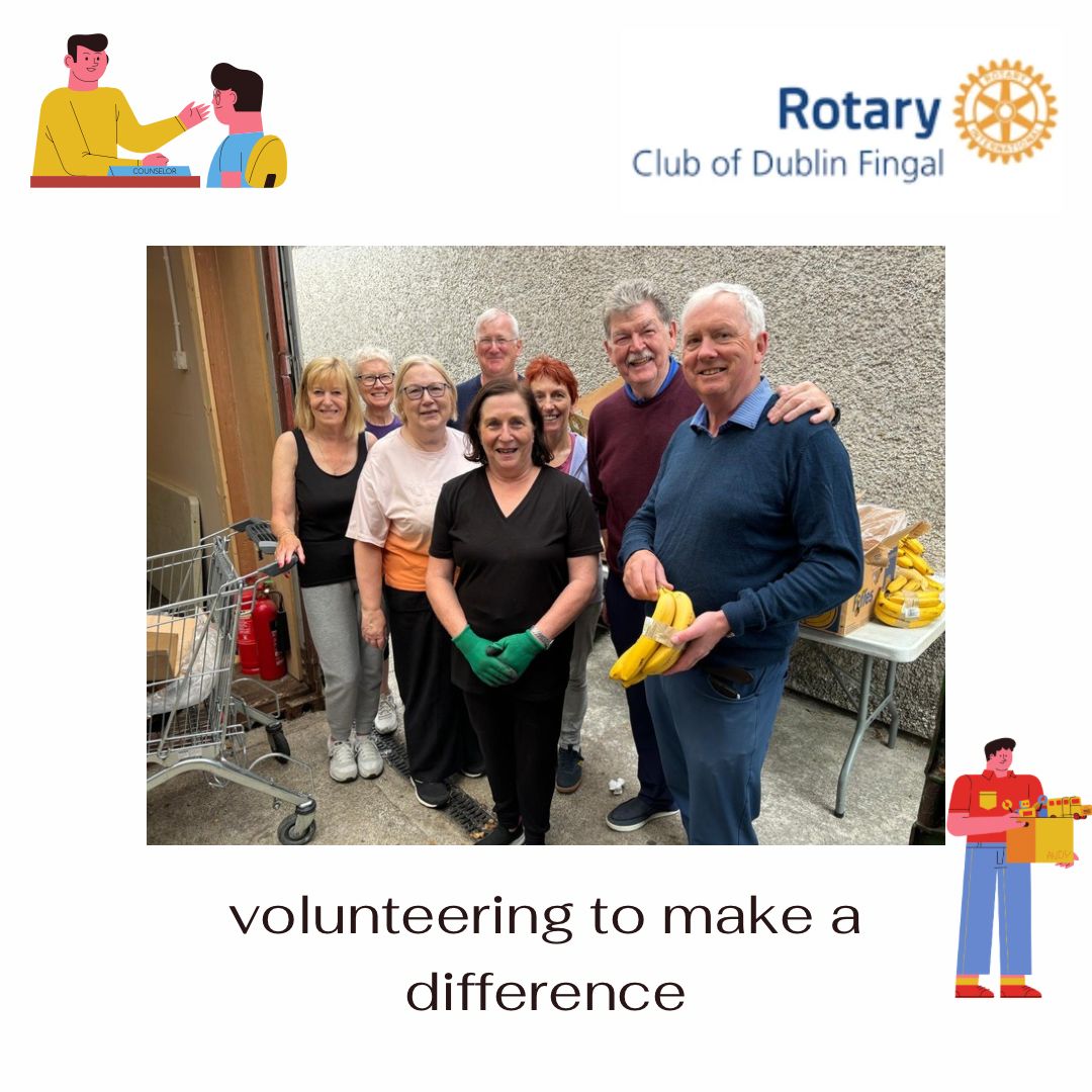 President of Rotary Club of Dublin Fingal, Brian Fitzsimons and members David Carson and Frank Grant helping the volunteers with deliveries at the New Life Centre Foodbank.