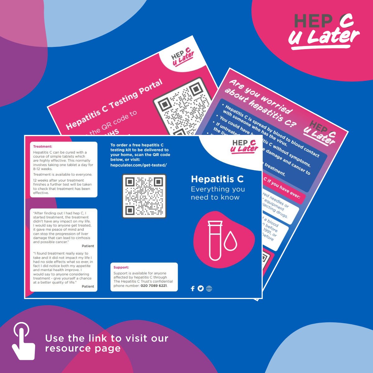 You can now order our posters, leaflets, and wallet-sized cards for free! 

Email us at Connect.Hepculater@mpft.nhs.uk to have them sent out to you. 

You can also download all of our resources on our website - orlo.uk/vhgMl