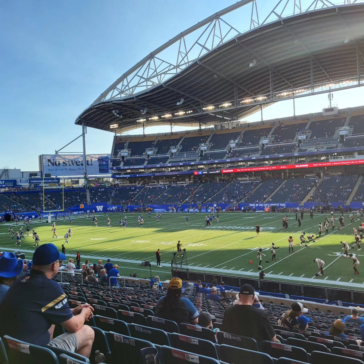 TylerK78's tweet photo. Had a great couple of weeks first, headed to Toronto with family (CJ and Tanya) to watch the Jays play last week. It was a great trip with them. Jays went 1-1 in the 2 games. Went to a Bombers game last night and watched them easily beat BC. Saw the game with my buddy Leland. https://t.co/2RWilfjKb7