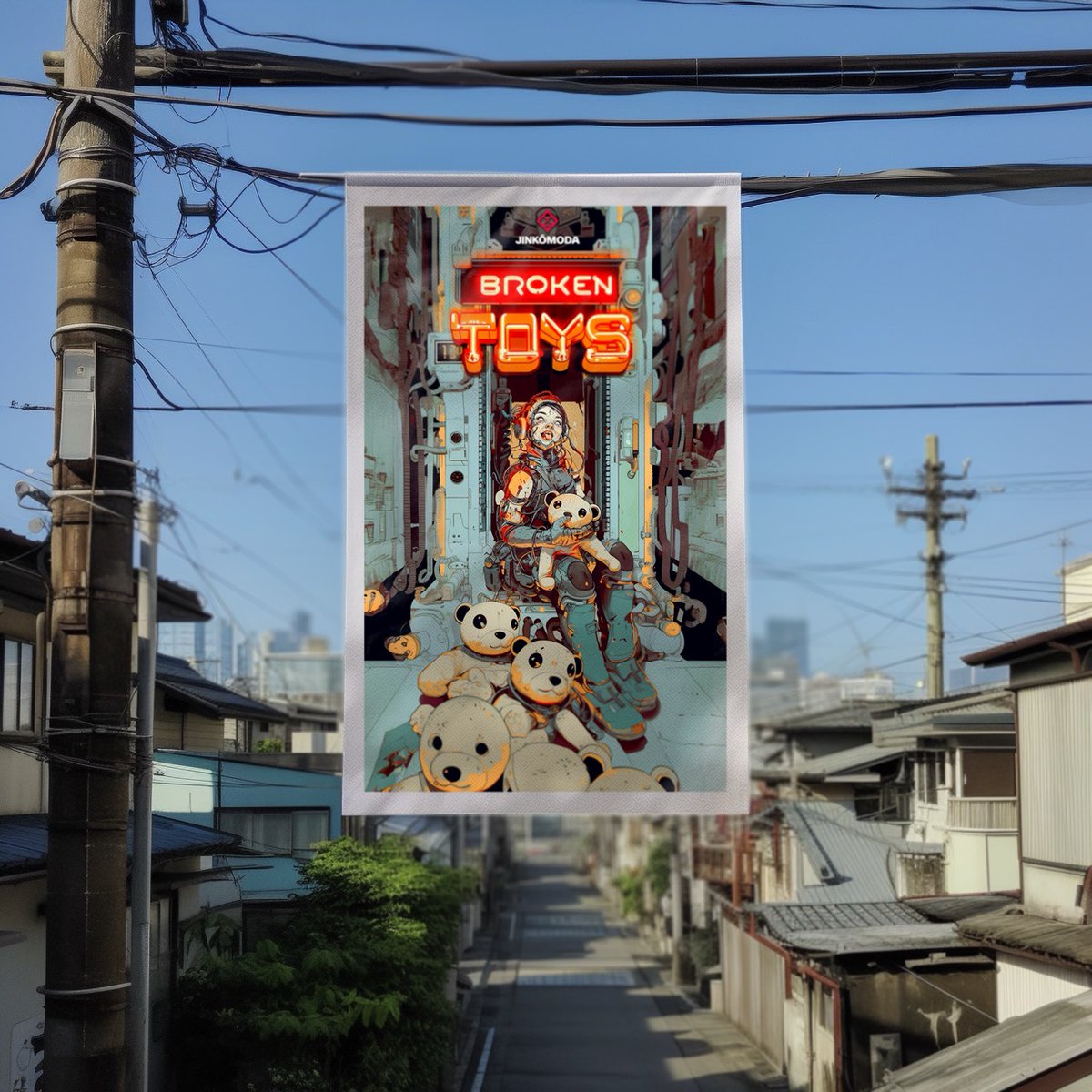 Our_Distraction's tweet photo. "Broken Toys" - Art Print now in full production. I'm looking forward to sharing this with everyone! Big respect for @ArtsbyNucasso and their beautiful #Paperstock #AI #AIArtistCommunity #jinkomoda #artprints https://t.co/AN4JuEj1tz