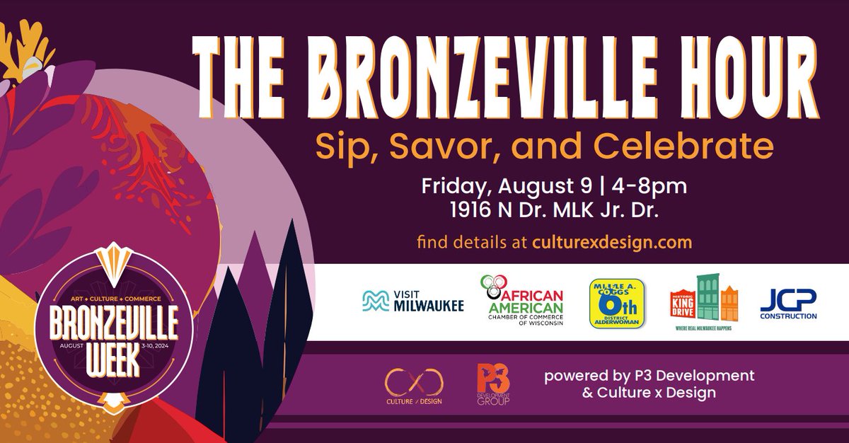 Join us for Bronzeville Hour during Bronzeville Week! Enjoy a night of music by DJ Lo Lo, food by local Black caterers and food trucks, and community vibes. RSVPs are required, sign up today! bit.ly/3Wq2RV7