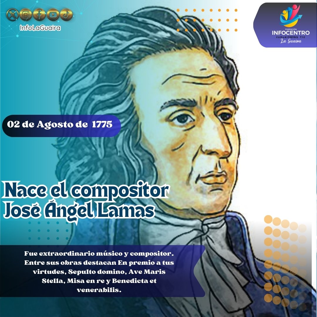 #Efemérides | #2Ago Nace el Músico y compositor José Angel Lamas 

#MujeresPorLaPaz

<a href="/NicolasMaduro/">Nicolás Maduro</a> 
<a href="/Gabrielasjr/">Gabriela Jiménez</a> 
<a href="/LaRosaInfoVE/">LaRosaInfoVE</a>