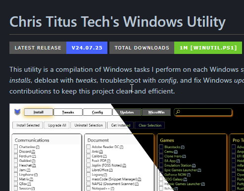 christitustech's tweet image. 1 Million Downloads. Over 10,000 runs per day. 
Thank you!