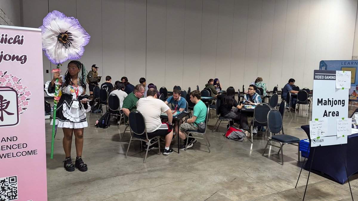 Day one of Mahjong at #Otakon2024 is under way! We already have some full tables!!!