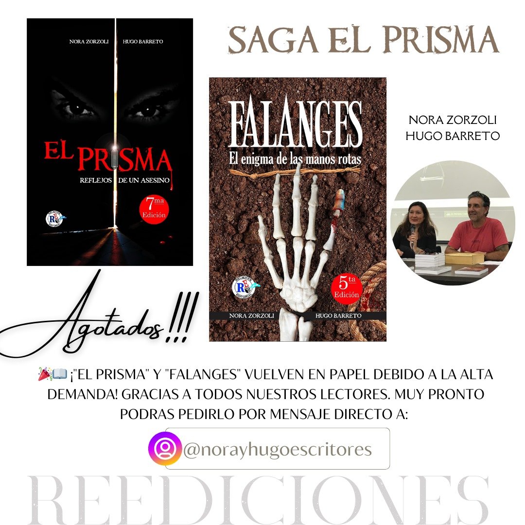 norayhugolibros's tweet image. 🎊📚 ¡Reeditamos "El Prisma" y "Falanges" en papel por demanda popular! Gracias, lectores. Pronto podrás pedirlas en @norayhugoescritores. 📖❤️ #Reediciones 📚✨En Amazon conseguilas a través del siguiente enlace amzn.to/3Hrx548 📖💻 #Kindle #top31livelps
