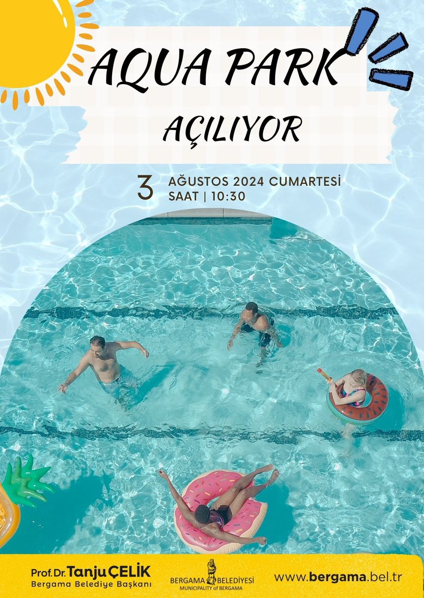 Belediyemize ait Aqua Park Tesisimiz 3 Ağustos Cumartesi saat 10.30’dan itibaren hizmet vermeye başlayacak.

Keyifli zamanlar diliyoruz. 🏊