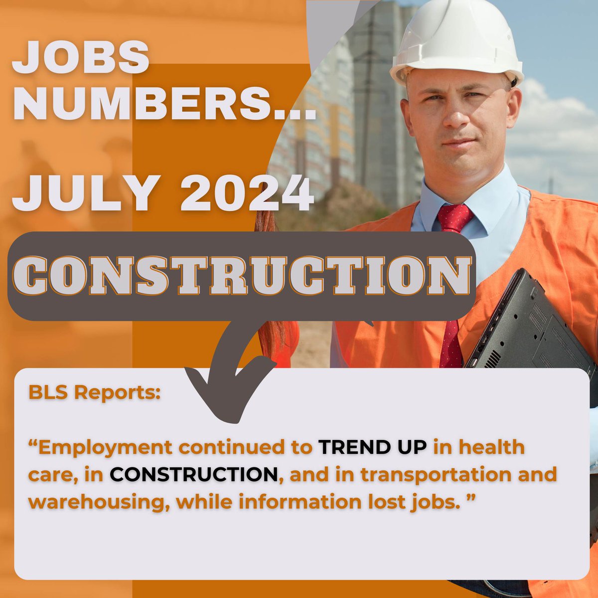 moriseydart's tweet photo. July Jobs Numbers: "The unemployment rate rose to 4.3 percent in July, and nonfarm payroll employment edged up by 114,000..."

https://t.co/59gkcHqeEp

#ConstructionJobs #ConstructionEmployment #BLSReport #ConstructionNews https://t.co/XInMmQDVR0