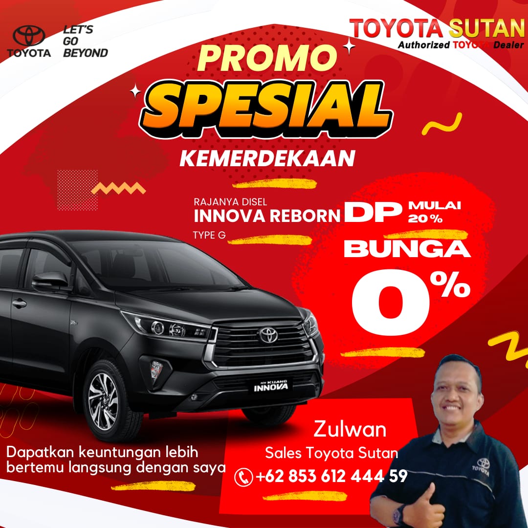 zul_one's tweet photo. Promo Spesial Kemerdekaan TOYOTA SUTAN 
Yang Terakhir Rajanya Disel Kijang Innova Reborn 
Info &amp; Pemesanan https://t.co/T9CeT7ZDB7 

#toyota
#kijanginnova 
#innovadisel 
#rajanyadisel 
#innovareborn https://t.co/6WMeHa0QMT