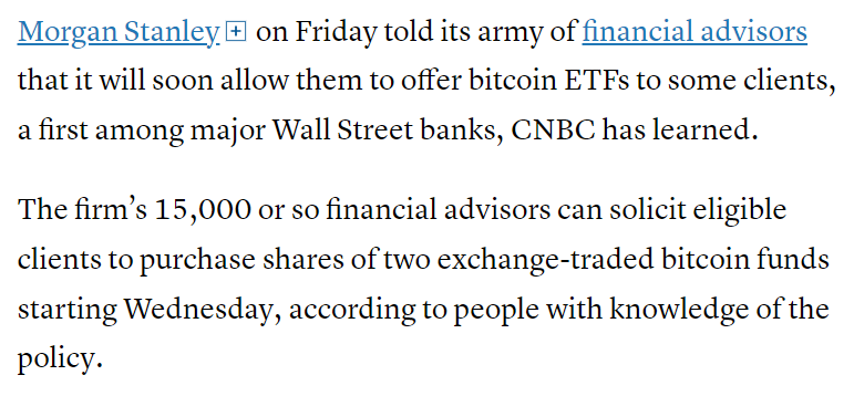 NateGeraci's tweet photo. Morgan Stanley set to allow advisors to offer spot bitcoin ETFs to some clients...

2 ETFs at this point - IBIT &amp; FBTC.

via @Hugh_Son https://t.co/7wxFAtAjpL