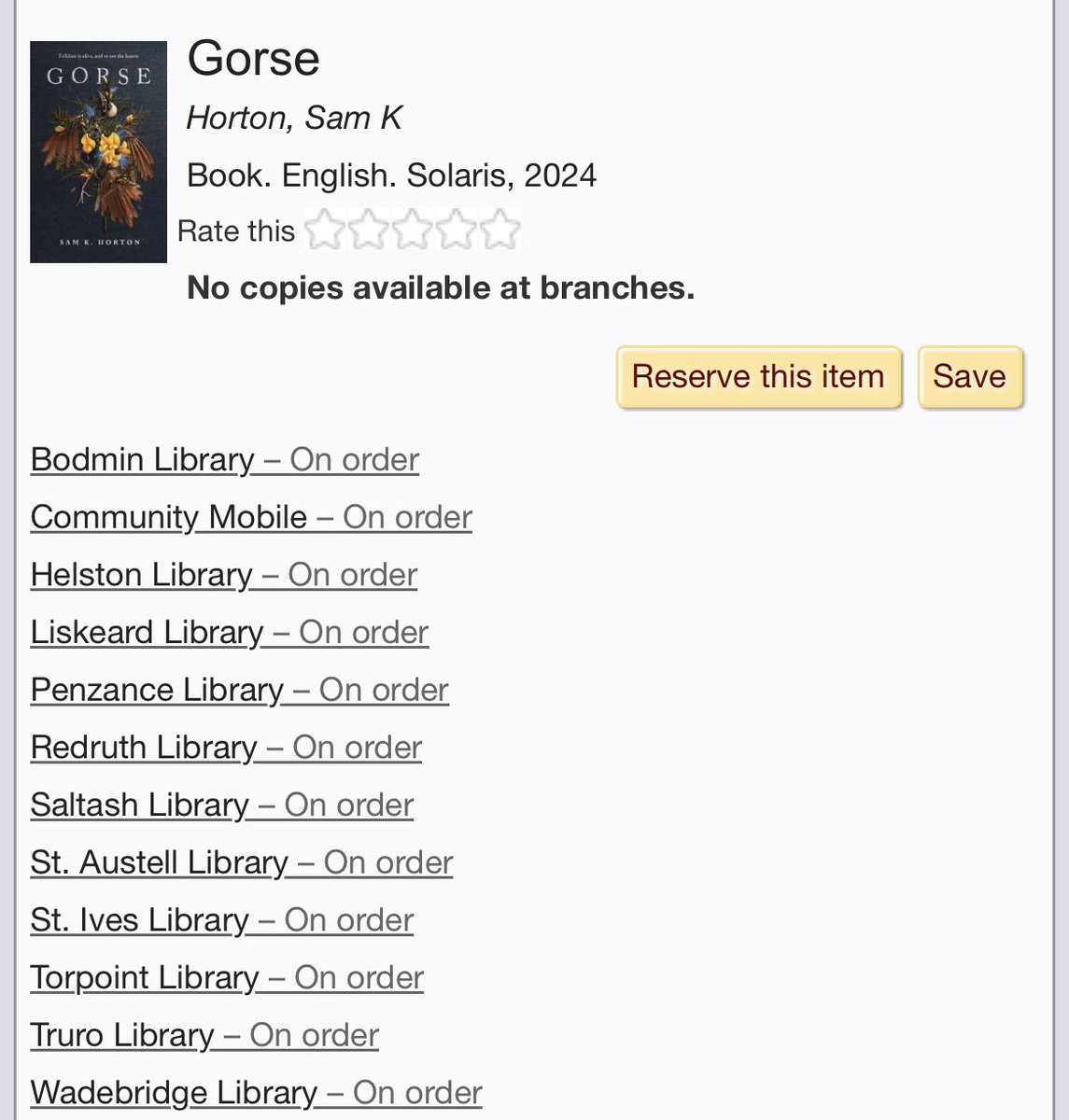 I’ve made it! I’m on the <a href="/LibraryCornwall/">Cornwall Libraries</a> catalogue!