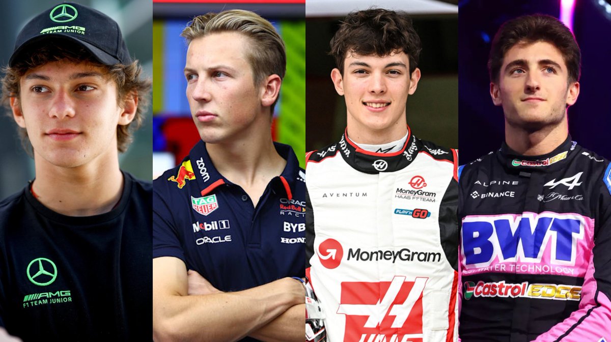 FormulaRivals's tweet photo. La nueva generación de pilotos llega a la Fórmula 1 en 2025 🔥

Kimi Antonelli - @MercedesAMGF1
Liam Lawson - @redbullracing / #RB
Ollie Bearman - @HaasF1Team 
Jack Doohan - @AlpineF1Team https://t.co/OA9nwRj8mr