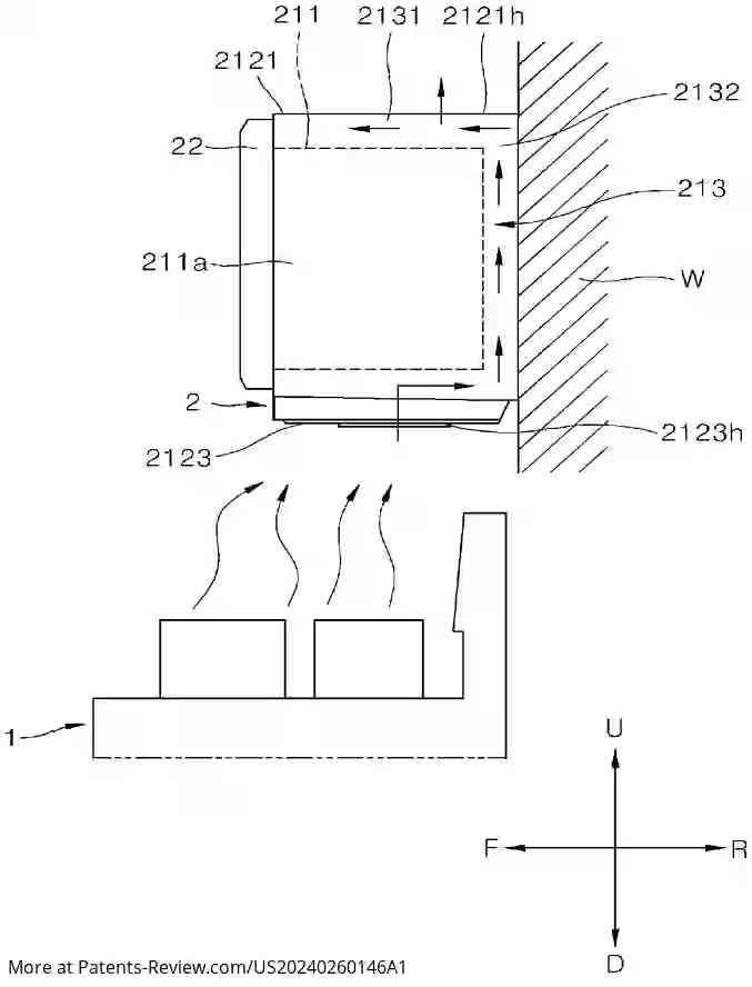 PatentPulse's tweet image. #LG Electronics' new patent app #US20240260146 reveals a #CookingAppliance with a door-integrated display, camera, and blower module. The blower cools components and creates an air curtain to keep the display and camera clean, while a separate airflow removes contaminants