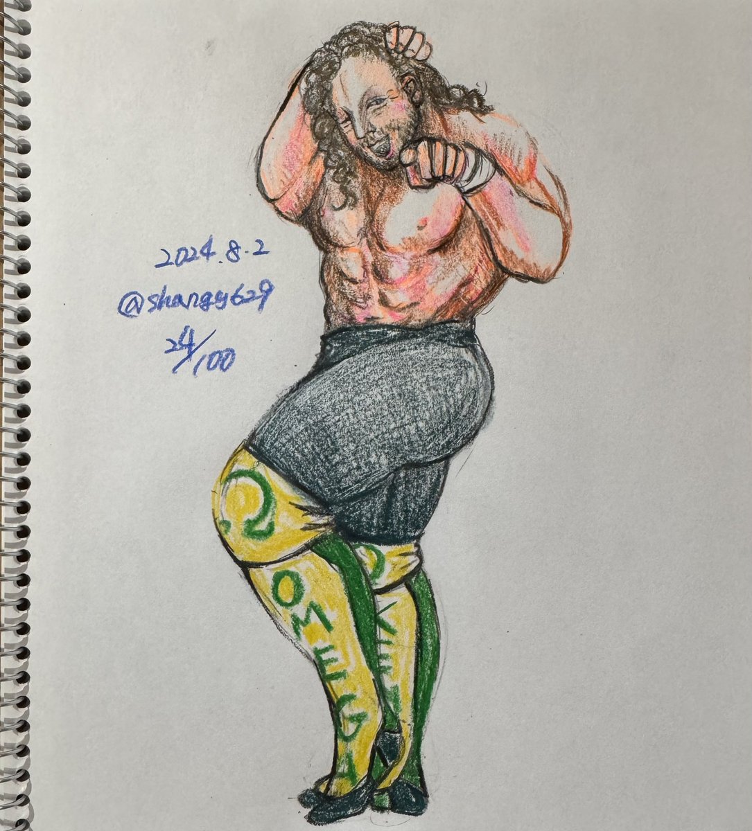 shangy629's tweet photo. 100枚描いたら願いが叶う!!✍️
ケニーの快復して、リングでまたイブシさんといっしょに大暴れしてくれますように💥
(ゴッホより普通にラッセンが好きな感じのポーズ)
24/100
#願掛けケニー100 #KennyOmega #KENNYisGOD https://t.co/rJ9sYhT0hM