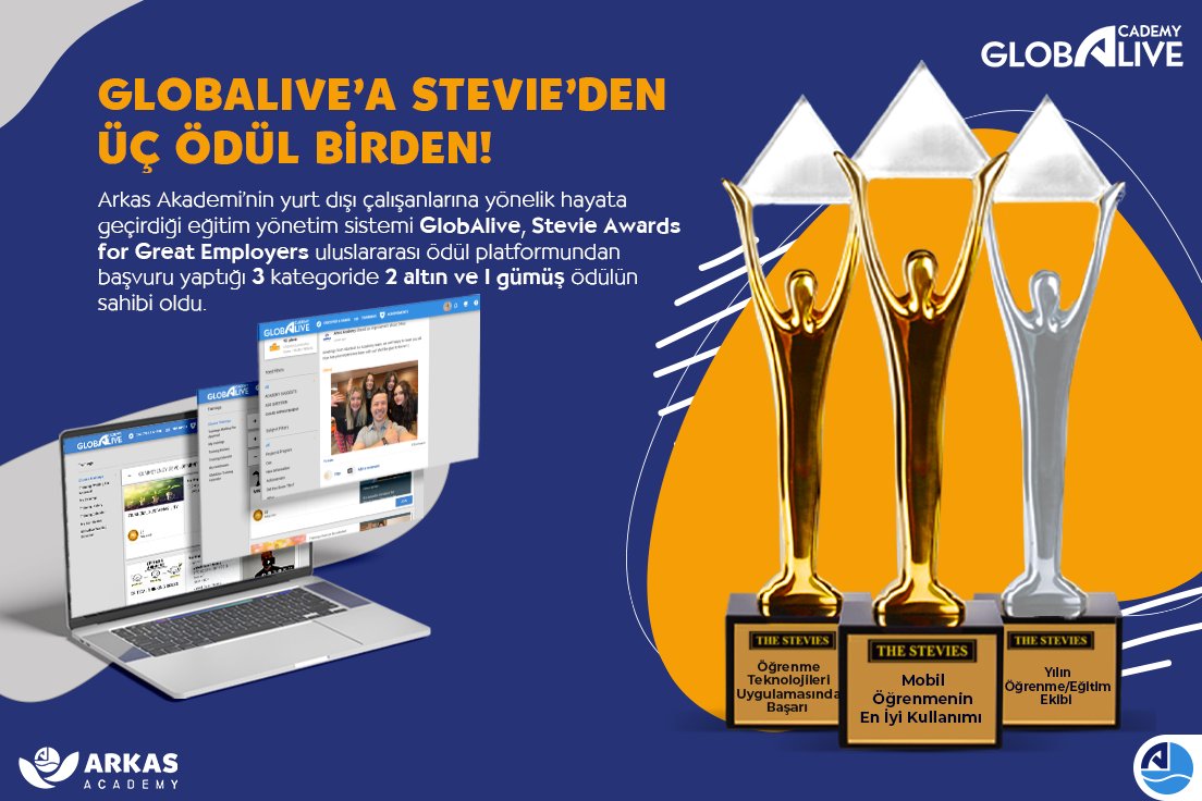 arkas_holding's tweet photo. GlobAlive’a Stevie’den üç ödül birden!
Arkas Akademi’nin yurt dışı çalışanlarına yönelik hayata geçirdiği eğitim yönetim sistemi GlobAlive, Stevie Awards for Great Employers uluslararası ödül platformundan başvuru yaptığı üç kategoride de ödülle döndü.
#StevieAward #GlobAlive https://t.co/8DJAyIsYut