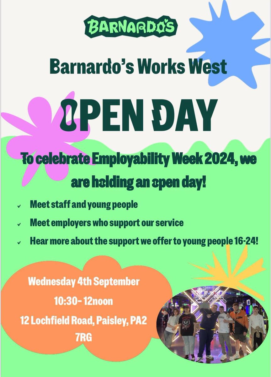 ⭐️OPEN DAY⭐️

To celebrate Employability Week 2024, we are holding an open day! 

Open to all, come along and hear more about the support we offer to young people. 

Full details below ⬇️