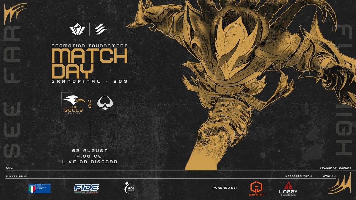 thegullsesports's tweet image. Ci siamo già affrontati nella finale di Blooming Talents League e ne siamo usciti vincitori.

Ora è il momento di riaffrontarsi per un obiettivo più grande... un posto in LIT! 🔥

📅 2 Agosto 2024 
🕖 19.00 CEST 
🆚 GMBLERS
🖥️ Discord: discord.gg/jNxwkFDdxB

#seefarflyhigh…