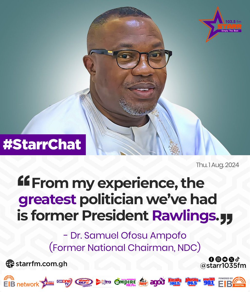 GHOne TV (@ghonetv) on Twitter photo Exclusive interview with former NDC National Chairman, Dr. Samuel Ofosu Ampofo on #StarrChat...
#ElectionHub #StarrFM #GHOneTV <a href="/starr1035fm/">Starr 103.5 FM</a> Exclusive interview with former NDC National Chairman, Dr. Samuel Ofosu Ampofo on #StarrChat...
#ElectionHub #StarrFM #GHOneTV <a href="/starr1035fm/">Starr 103.5 FM</a>