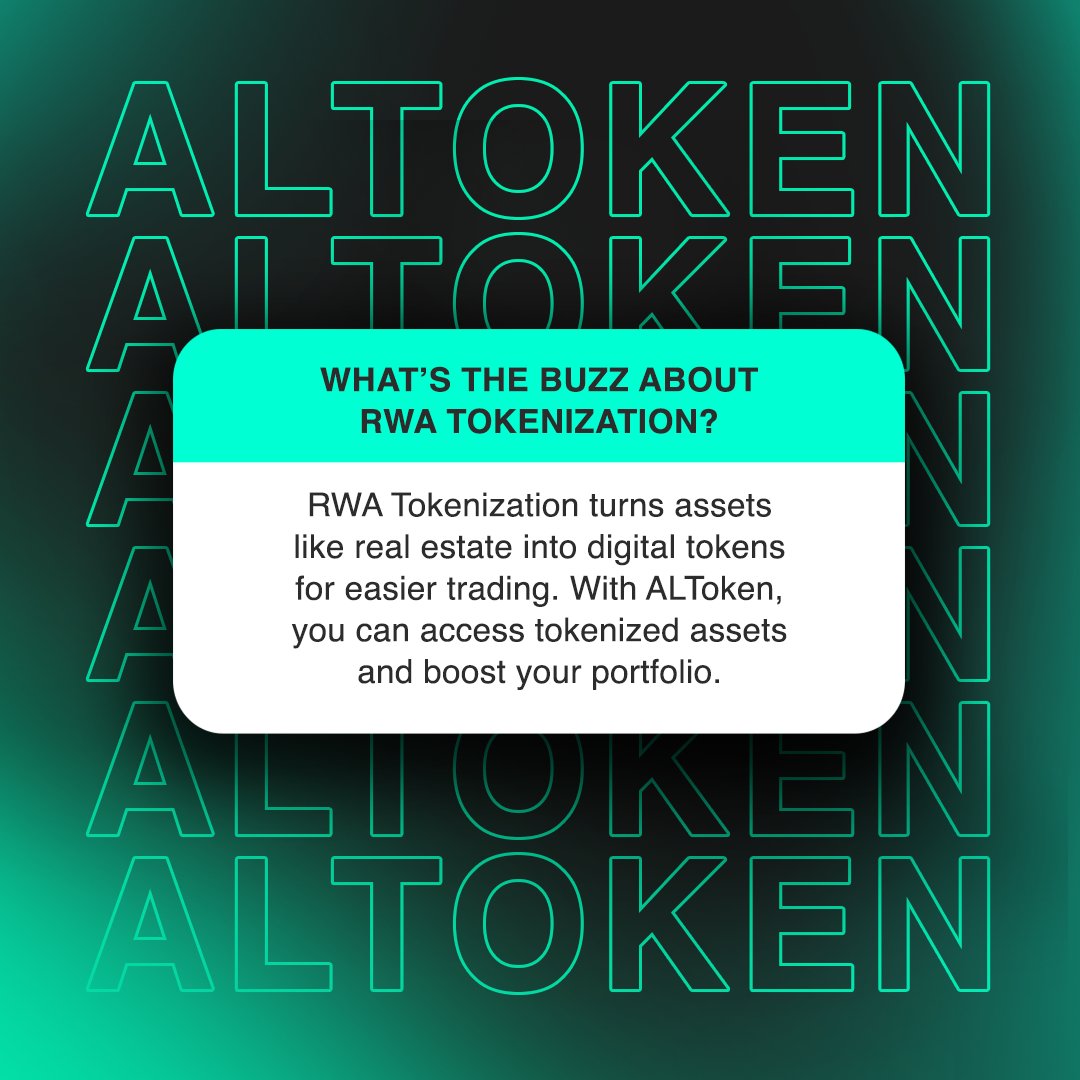 AltokenLegion's tweet photo. Don't forget to add RWA tokens like #ALToken to your portfolio! They're making buzz in the crypto space and could be the next big thing. #ETH #BTC #CRYPTO #BLOCKCHAIN #Tokenization #RWA @_ALTOKEN @BinanceLATAM #LATAM https://t.co/oahoZlIVzI