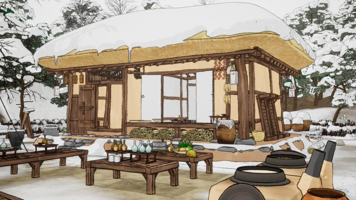 ☀3D 배경 무료 배포 - 겨울 주막 ❄
tumblbug.com/snaptoon30/

[초가삼계] 펀딩 페이지 내에서 사극 배경에 쓰기 좋은 '겨울 주막' 배경을 무료로 배포하고 있습니다!

상업적 이용 가능!

술상, 음식, 장독대, 메주 등 주막과 어울리는 소품도 가득하니, 펀딩 구경하고 무료 배경도 받아가세요✨