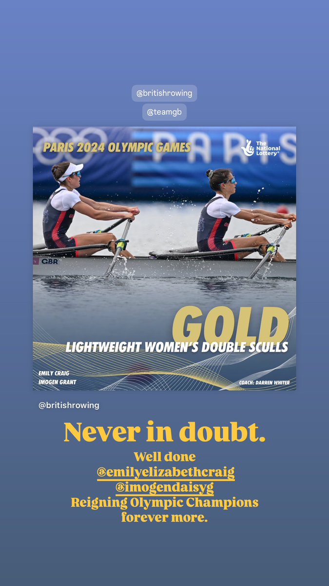 The last lightweight race…

What a way to finish. Perfect delivery from Emily &amp; Imogen, superb!

<a href="/TeamGB/">Team GB</a> <a href="/BritishRowing/">British Rowing</a> 🥇👏