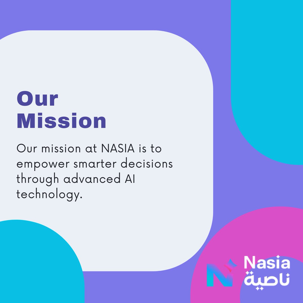 Nasia_AI's tweet photo. Unlock the power of intelligent decision-making with NASIA. Our advanced AI technology is here to guide you. 

#AI #MachineLearning #Innovation #TechForGood #DataScience #FutureOfWork https://t.co/TaSKelVMGk