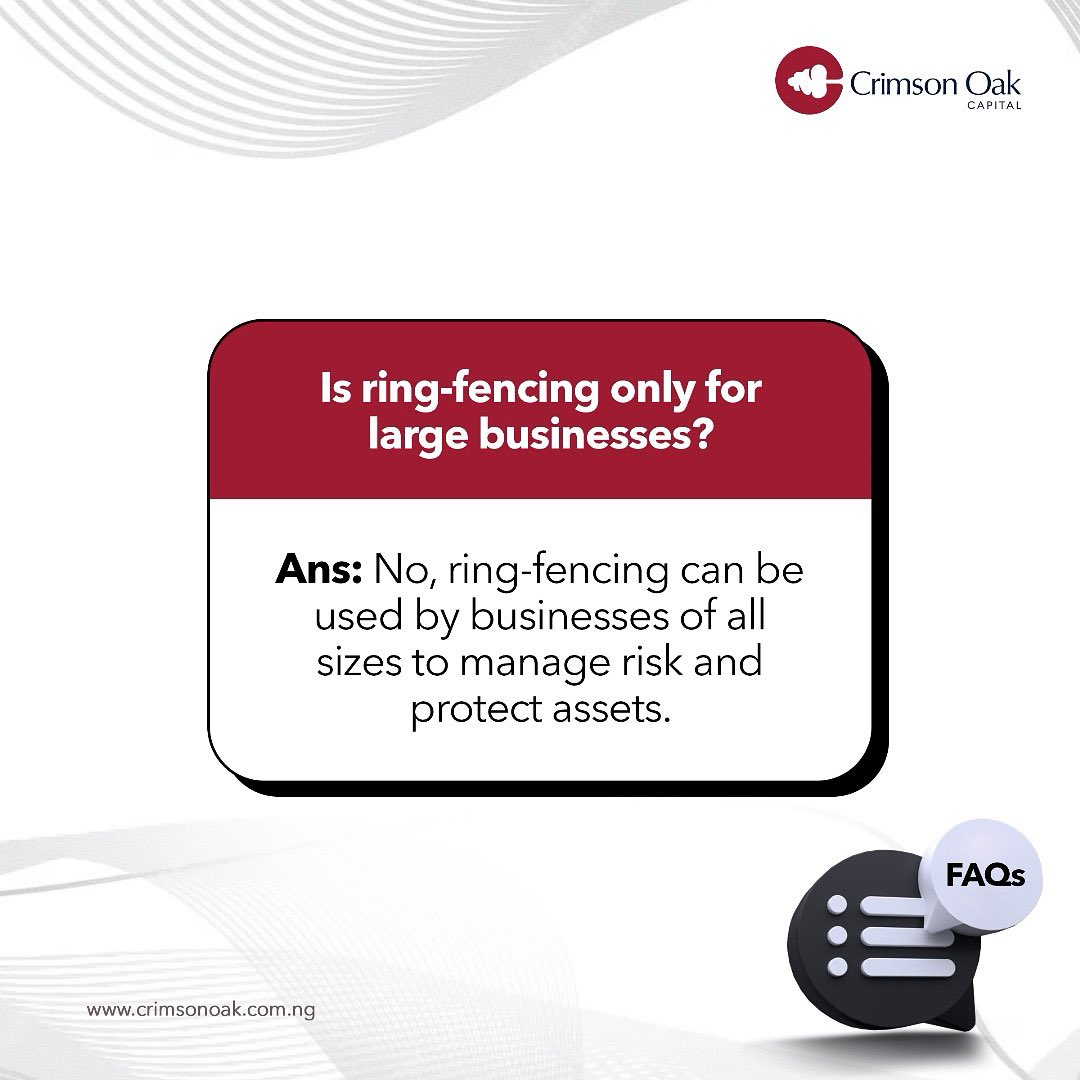 CrimsonOakng's tweet photo. Ring fencing is a valuable risk management strategy for businesses of all sizes.
It safeguards your business and enhances financial management.
Don’t let size hold you back from securing your assets. Protect your business, regardless of size.
#ringfencing #businessowner https://t.co/VaHlq2ZuJD