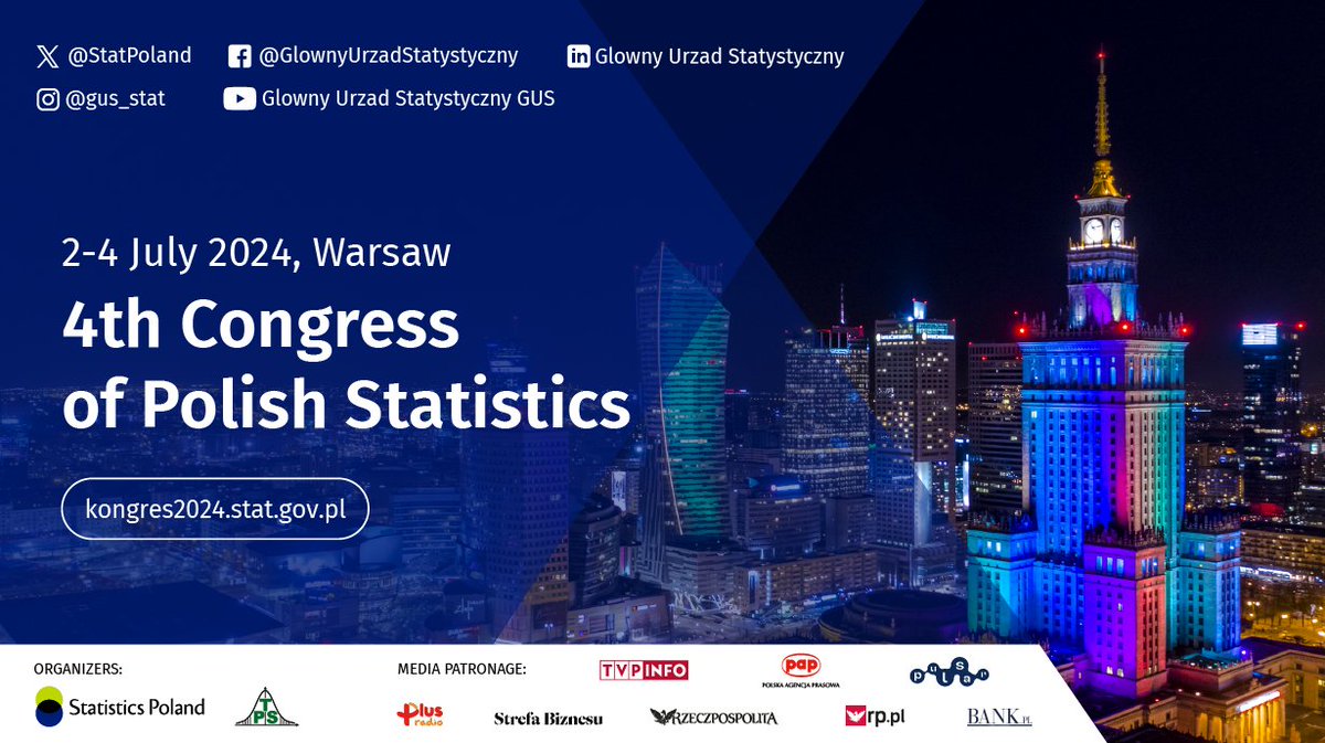 StatPoland's tweet image. We are pleased to announce that the presentations from #4thCongressofPolishStatistics are now available on the website: kongres2024.stat.gov.pl/en

We encourage all users of #StatisticalData to review it.

#StatisticsPoland #statistics