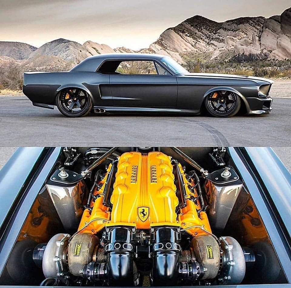 Mopar_Logic's tweet photo. Ford Mustang with twin turbo Ferrari swap https://t.co/N5yVZMLfRY