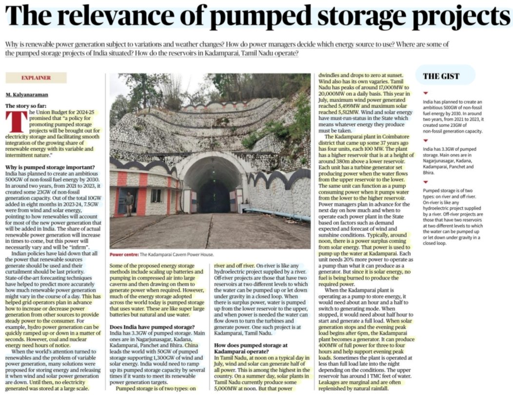 imRavikantYadav's tweet photo. 'The Relevance of Pumped Storage Projects'

:Explained by Sh M. Kalyanraman

#PumpedStorage #OnRiver #OffRiver #Hydroelectric 
#energy 
#EnergyEfficiency 
#RenewableEnergy
#Renewables 

#UPSC

Source: TH https://t.co/VMcZtWBGj2