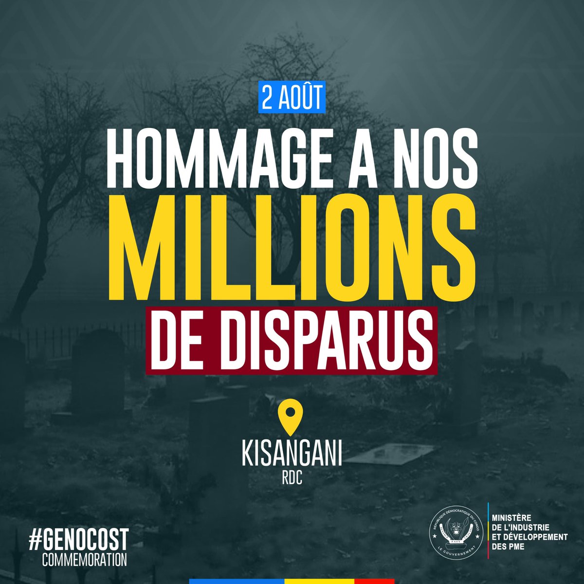 LouisWKabamba's tweet photo. #RDC 2.08.2024.

Journée nationale du génocide congolais pour des gains économiques. 

Aujourd’hui nous rendons hommage à nos millions de disparus, tombés sous les balles de l’ennemi. 

À jamais dans nos mémoires et dans nos cœurs. 

#Genocost2024
#Plusjamaiscela
#Kisanganirdc https://t.co/dpOeL4MGJ9